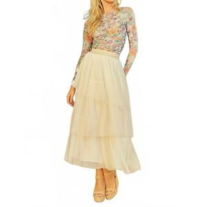 NEW MYSTREE asymmetrical tiered ruffle tulle skirt in ivory